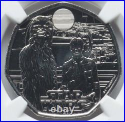 NGC MS69 2024 Star Wars Han Solo & Chewbacca Great Britain Coin, First Releases