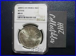 NGC Mexico 1898 Un Peso City Mo AM Mint Silver Coin MS64 Restrike