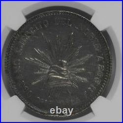 NGC Mexico 1915 Un Peso Chihuahua Ch FM Revo. Mint Silver Coin Nice Toned AU55
