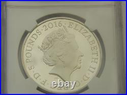 NGC PF 69 2016 Royal Mint Queens 90th Birthday UK £5 Silver Coin Box Coa