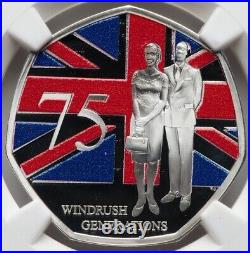 NGC PF70 2023 G BRITAIN WINDRUSH GENERATIONS 75th Anniv. Royal Mint SILVER COIN