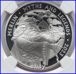 NGC PF70 2023 MERLIN Myths and LEGENDS, ENGLAND 1 Oz FR, BRITAIN UK BRITISH Coin