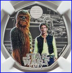 NGC PF70 2024 Star Wars Han Solo & Chewbacca Great Britain SILVER Colorized Coin