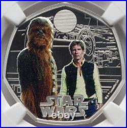 NGC PF70 2024 Star Wars Han Solo & Chewbacca Great Britain SILVER Colorized Coin