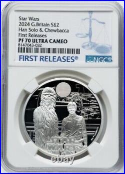 NGC PF70 2024 Star Wars Han Solo & Chewbacca Great Britain UK SILVER 1 Oz Coin