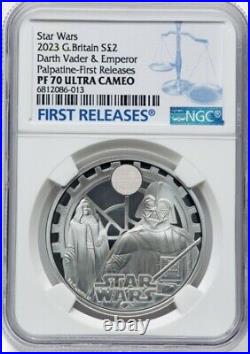 NGC PF70 G BRITAIN STAR WARS Darth Vader Emperor Palpatine 1 Oz SILVER Coin 2023