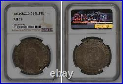 NGC Peru 1831 8 Reales Cuzco G Mint Silver Coin Scarce AU55
