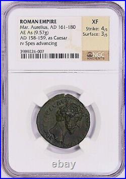 NGC Rome Mint 161-180 AD Marcus Aurelius AE As 9.57g NGC XF Extremely Fine