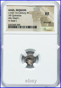 NGC XF CELTIC GAUL Sequani, Ancient France 50 BC Celts Silver Coin, MINT ERROR