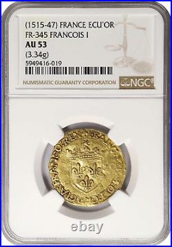 Nd(1515-1547) France Francois I Gold Ecu D'or Ngc Au53 Toulouse Mint