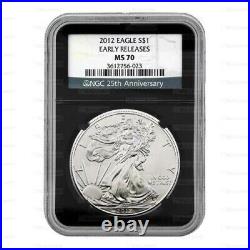 New 2012 American Silver Eagle 1oz Early Release Black Label NGC MS70 Graded