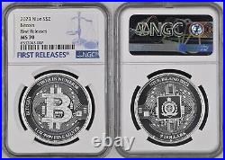 Niue Island 2023 Silver Coin 1 Oz Bitcoin NGC MS 70 First Releases Top Pop $ 2