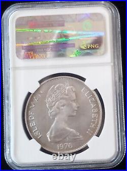 ONLY 1 HIGHER NGC MS66 1976 SILVER Isle of Man Crown Horse Tram Centinary