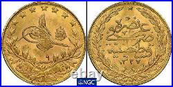 Ottoman Empire 1917. Gold Coin 100 Kurush. AH 1327 Istanbul Mint. NGC MS-64 TOP 1