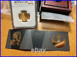 PF69 2017 N/Z Mint 1/4 oz Star Wars Classics Obi-Wan Kenobi Gold Proof Coin