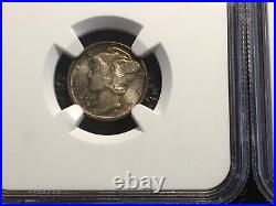 Pair 1941 Mercury Dimes NGC 66 Beautiful Original Toning 2 Coins This Lot