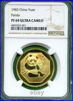 Panda 1983 1 Yuan Brass China Ngc Pf 69 Ultra Cameo 20,000 Minted