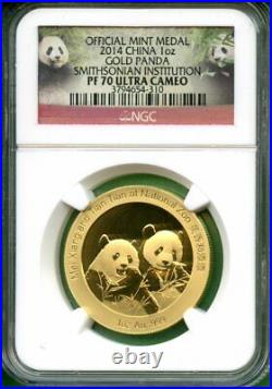 Panda Official Mint Gold China 2014 Ngc Pf 70 U C Smithsonian 1 Oz