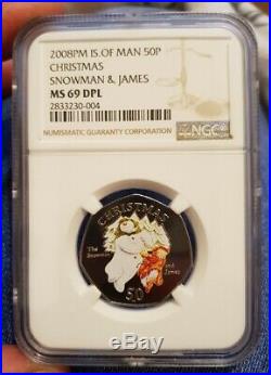 Pobjoy mint NGC Graded PF69 2008 Snowman And James 50p