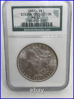 REDUCED! BINION COLLECTION 1887 P NGC MS63 Morgan $1 US Mint 1887-P MS-63