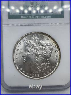 REDUCED! BINION COLLECTION 1887 P NGC MS63 Morgan $1 US Mint 1887-P MS-63