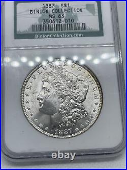 REDUCED! BINION COLLECTION 1887 P NGC MS63 Morgan $1 US Mint 1887-P MS-63