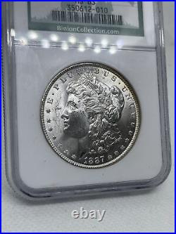 REDUCED! BINION COLLECTION 1887 P NGC MS63 Morgan $1 US Mint 1887-P MS-63