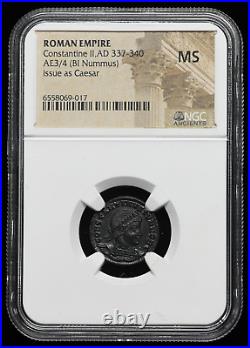 ROMAN EMPIRE. Constantine II, AD 337-340. Æ Nummus, NGC MS Mint State