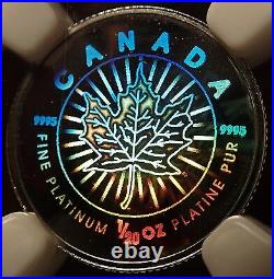 Rare 2002 Canada Platinum Maple Leaf Hologram NGC SP70 Only 500 Minted