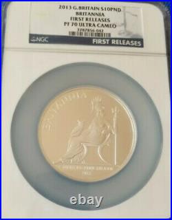 Rare 2013 NGC PF70 UltraCameo Royal Mint Britannia £10 Silver Proof 5oz Coin