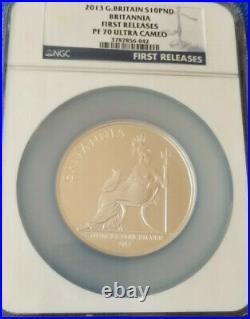 Rare 2013 NGC PF70 UltraCameo Royal Mint Britannia £10 Silver Proof 5oz Coin