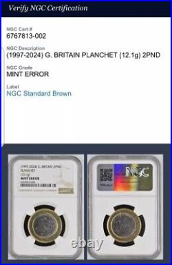 Rare Mint Error Mis-strike £1 Coin Centre Blank Planche Ngc Slabbed +graded 1994