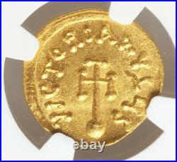 Rare Mint State Byzantine gold semissis Constans II AV 641-668 AD NGC MS 4/5 3/5