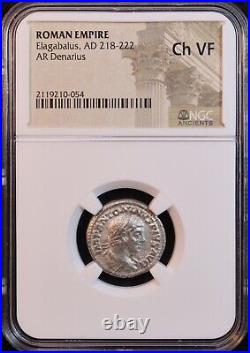 Roman Empire Elagabalus Silver Denarius (218-222 AD) NGC Choice VF! Attractive