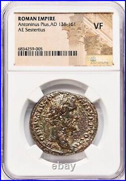 Rome Mint 138-161 AD Antoninus Pius Augustus AE Sestertius 32mm NGC VF Very Fine