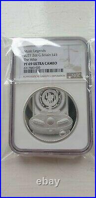 Royal Mint 2021 The Who Silver Proof 2oz Coin TWO OUNCE PF69 NGC Ultra Cameo