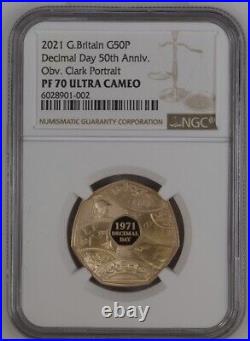 Royal Mint Decimal Day 2021 50p Gold Proof Coin LIMITED EDITION NGC PF70 UC