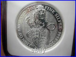 Royal Mint Queens Beasts 2 oz. 999 silver coin The Lion NGC MS68