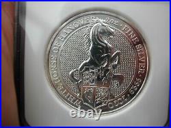 Royal Mint Queens Beasts 2 oz. 999 silver coin White Horse Of Hanover NGC MS68