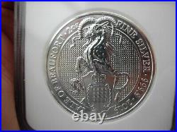 Royal Mint Queens Beasts 2 oz. 999 silver coin Yale Of Beaufort NGC MS70