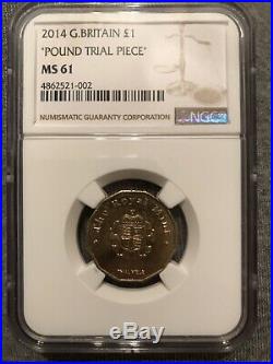 Scarce 2014 Royal Mint Trial £1 Coin Ngc Ms61