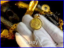 Spain 1 Escudo B- Burgos Mint Rare Pendant Pirate Gold Coins Jewelry Necklace