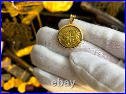 Spain 1 Escudo B- Burgos Mint Rare Pendant Pirate Gold Coins Jewelry Necklace
