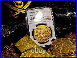 Spain 1718 Only 1 Known 8 Escudos Ngc 61 Mint State Gold Doubloon Coin Cob