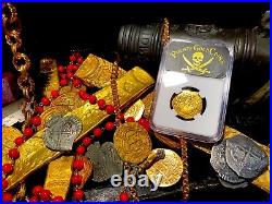 Spain 2 Escudos Dated 1590! Seville Mint Ngc 53 Gold Doubloon Cob Coin Jewelry