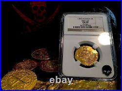 Spain 2 Escudos Dated 1590! Seville Mint Ngc 58 Gold Doubloon Cob Coin Jewelry