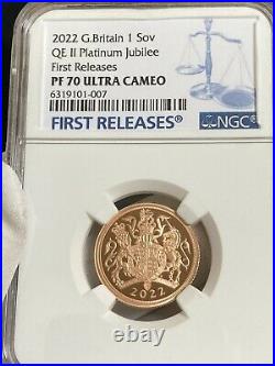 Special Design 2022 Royal Mint Platinum Jubilee Sov Gold Coin NGC PF70 UC FR