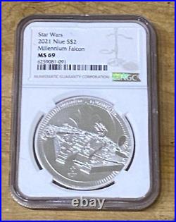 Star Wars Millennium Falcon Silver Two Dollar Coin 2 oz New Zealand Mint NcG