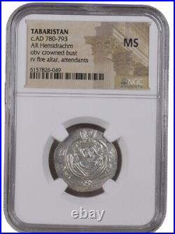 Tabaristan Hemidrachm Caspian Sea Hoard 780 To 793ad Ngc Mint State Silver Coin