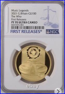 The Who 2021 £100 1oz Gold Proof Royal Mint Music Legends NGC PF70 First Release
